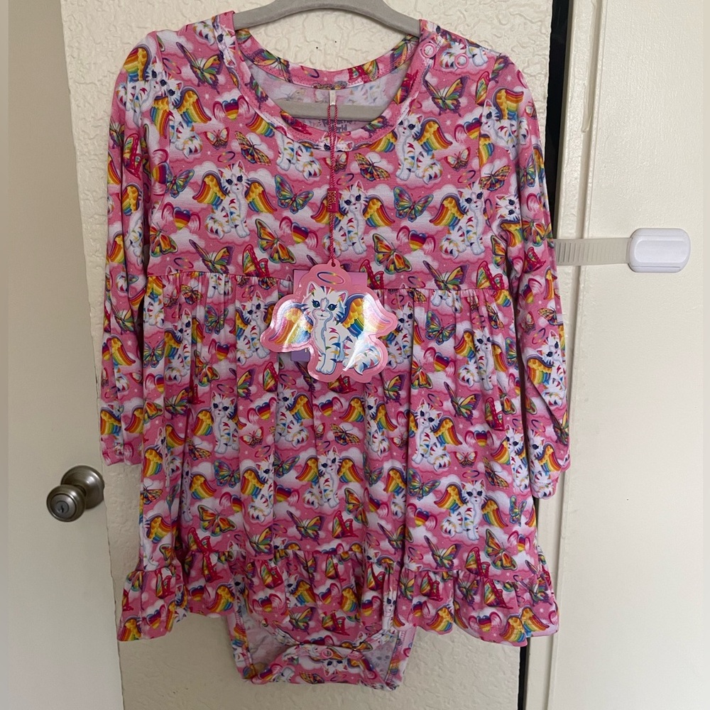 Posh Peanut Lisa Frank Angel Kitty Bodysuit Dress